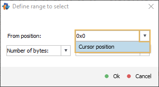 from position parameter in define range to select window in hexadecimal viewer of raise data recovery software