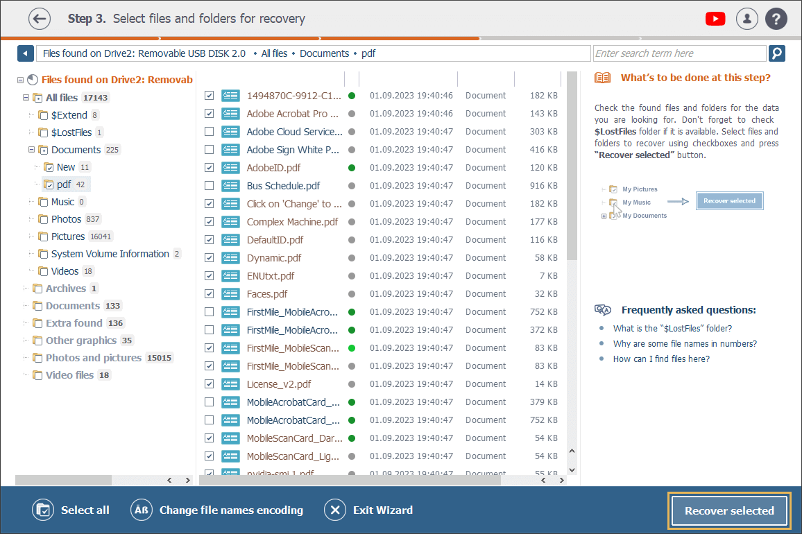 recover selected button in the lower right corner of explorer window in raise data recovery program 