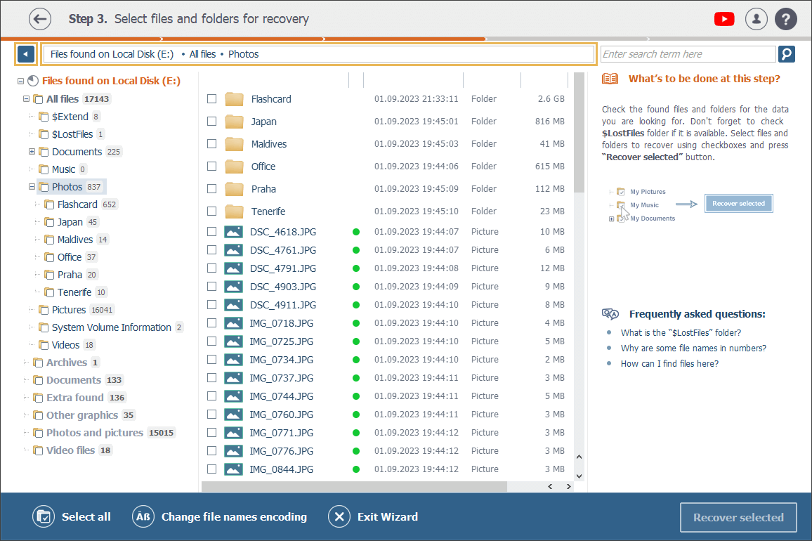 barra de direcciones en explorador de archivos de raise data recovery