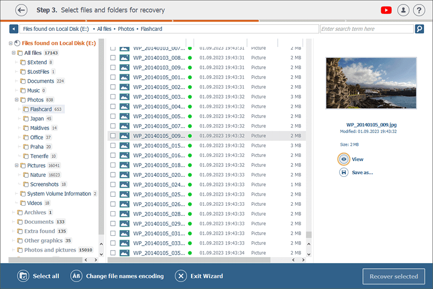 opción de vista previa de archivo en explorador de archivos de raise data recovery