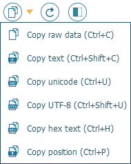 dropdown list of copy function of hexadecimal viewer main toolbar in raise data recovery program