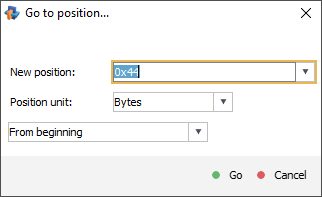 go to position window in hexadecimal viewer in raise data recovery program