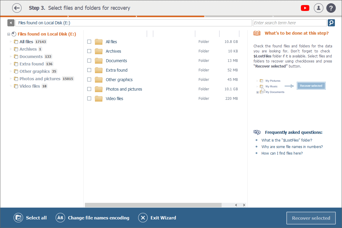 results of storage scanning listed in explorer window of raise data recovery program