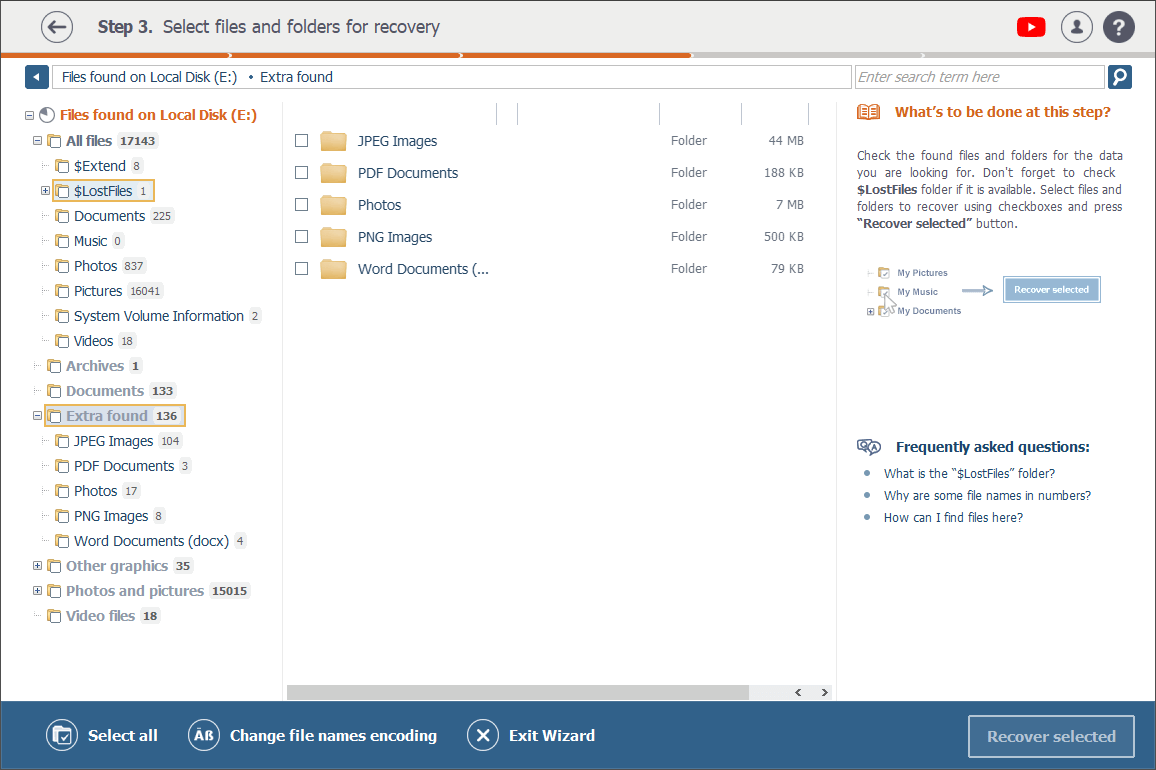 automatically generated folders in scanning result in raise data recovery