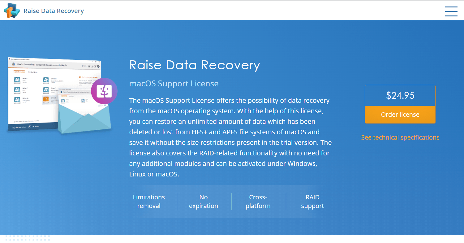 Raise Data Recovery: macOS Support License