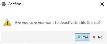 license deactivation confirmation popup window in raise data recovery program interface