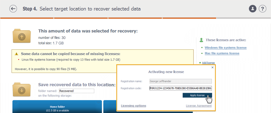 Ordering and activating licenses